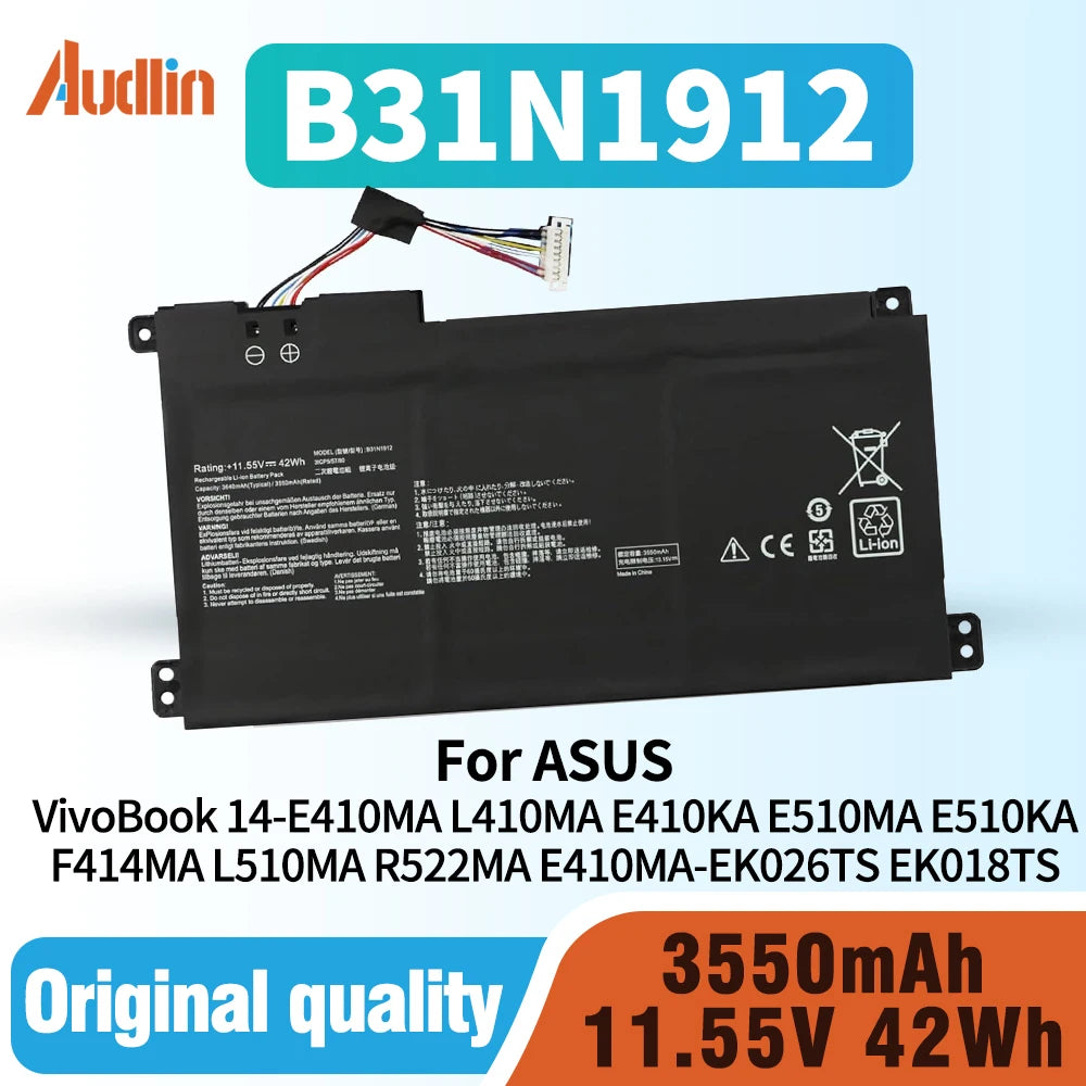 PC B31N1912 C31N1912 Laptop Battery  ASUS VivoBook 14-E410MA L410MA E410KA E510MA E510KA F414MA L510MA R522MA E410MA-EK026TS