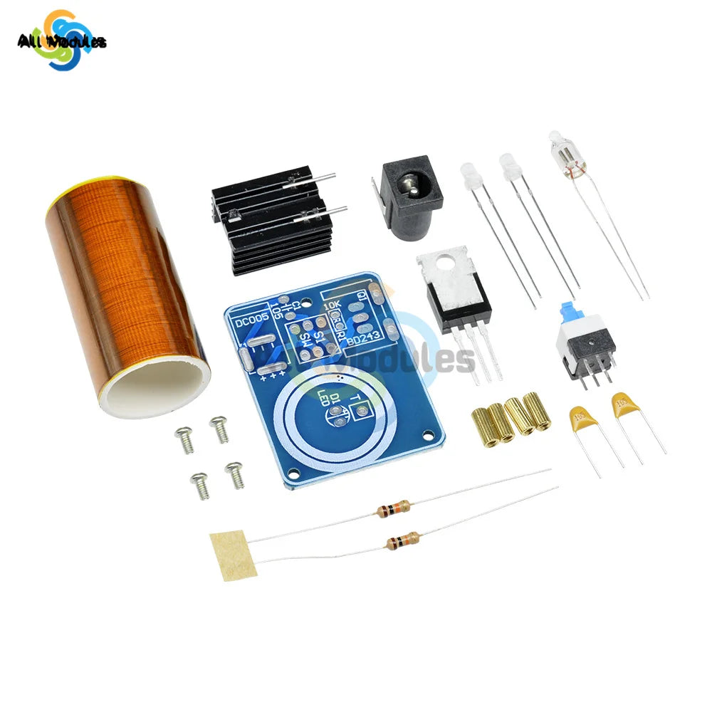 BD243 Mini Tesla Coil Kit Magic Props DIY Parts Empty Lights Technology Diy Electronics BD243C DIY Mini Tesla Coil Module