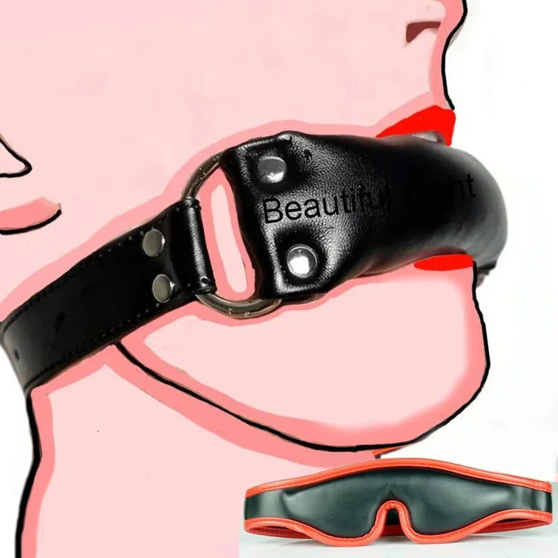 Gtooza_BDSM Mouth Gag Plug,Slave  Padded Blindfold Set,Sex Toys  Couples Adult Games SM,Petplay Role Play Restraints gtooza.com