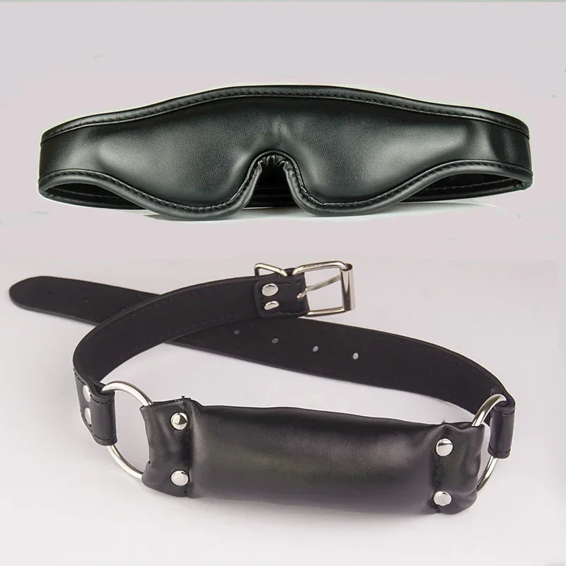 BDSM Mouth Gag Plug,Slave  Padded Blindfold, Set,Sex Toys  Couples Adult Games SM,Petplay Role Play Restraints