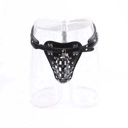 GtoozaBDSM PU Leather Male Chastity Cage Belt Device Pants Underwear Lock Penis Rings Bondage Erotic Sex Toys  Men Adults Games gtooza.com