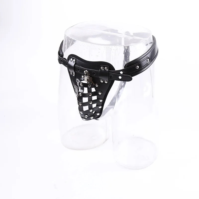 GtoozaBDSM PU Leather Male Chastity Cage Belt Device Pants Underwear Lock Penis Rings Bondage Erotic Sex Toys  Men Adults Games gtooza.com