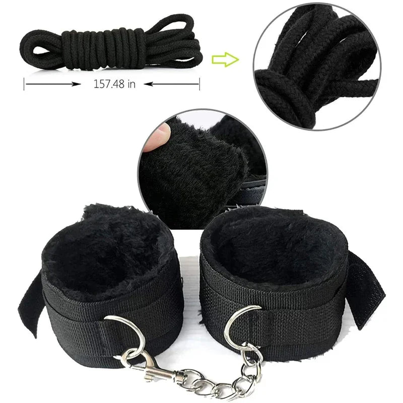 BDSM sexual jugetkit  couples Pu set handcuffs sex games shackles nipple clamp adult sexy toys 18