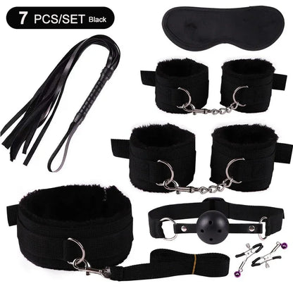 BDSM sexual jugetkit  couples Pu set handcuffs sex games shackles nipple clamp adult sexy toys 18