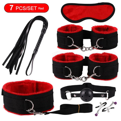 BDSM sexual jugetkit  couples Pu set handcuffs sex games shackles nipple clamp adult sexy toys 18