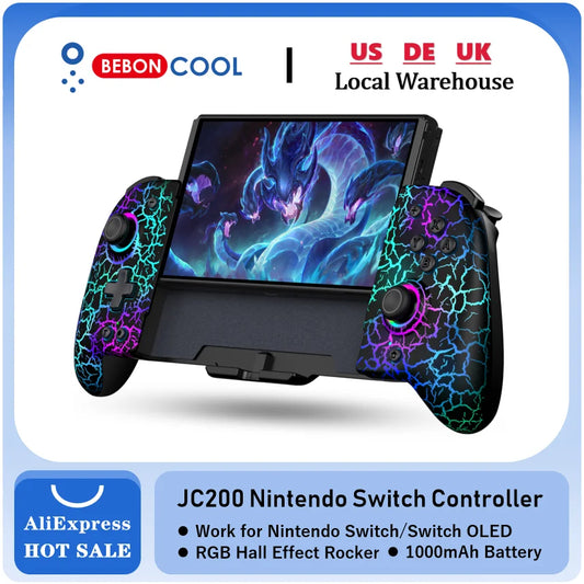 BEBONCOOL JC200 Switch Controller For Nintendo Switch/Switch OLED RGB Joystick Gamepad Built-in 6-Axis Gyro Design Handheld Grip