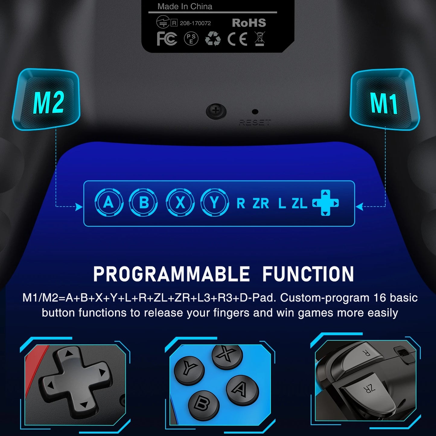 BEBONCOOL Wireless Controller For Nintendo Switch/OLED/Lite/Android/IOS Programmable Switch Gamepad PC Multi-Function Controller