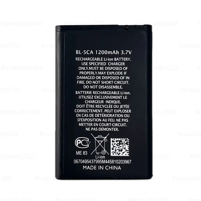 PC BL-5CA BL 5CA 3.7V Battery Lithium  Nokia 1110i 1110 1200 1600 5030 1208 1209 2700C 1680C 1682 7500 BL5CA  Phone Batteries