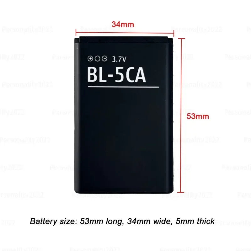 PC BL-5CA BL 5CA 3.7V Battery Lithium  Nokia 1110i 1110 1200 1600 5030 1208 1209 2700C 1680C 1682 7500 BL5CA  Phone Batteries