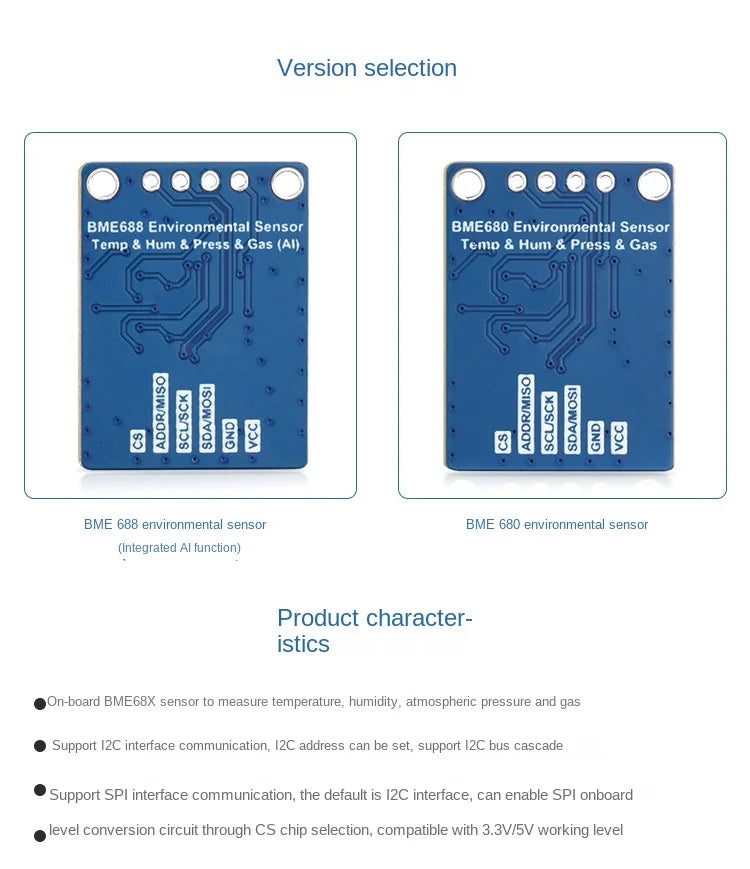 BME688 Environmental Sensor BME680 Temperature and Humidity Atmospheric Pressure VOC Gas Detection Sensor Module