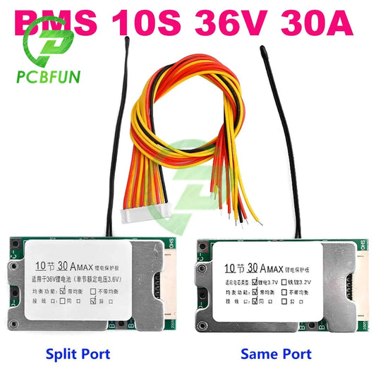 BMS 10S 36V 30A Lithium Battery Charge Board PCB 18650 Battery Balanced Protection Board Li-ion Cell Balancer for Electric Car