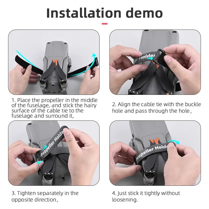 BRDRC Propeller Holder  DJI Mini 2/4K/3 Pro/ Air 2/FIMI X8 SE Props Fixing Tape Straps Drone Stabilizer Cable Tie Accessory