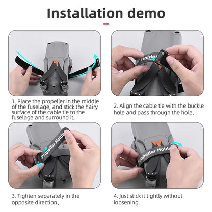 BRDRC Propeller Holder  DJI Mini 2/4K/3 Pro/ Air 2/FIMI X8 SE Props Fixing Tape Straps Drone Stabilizer Cable Tie Accessory