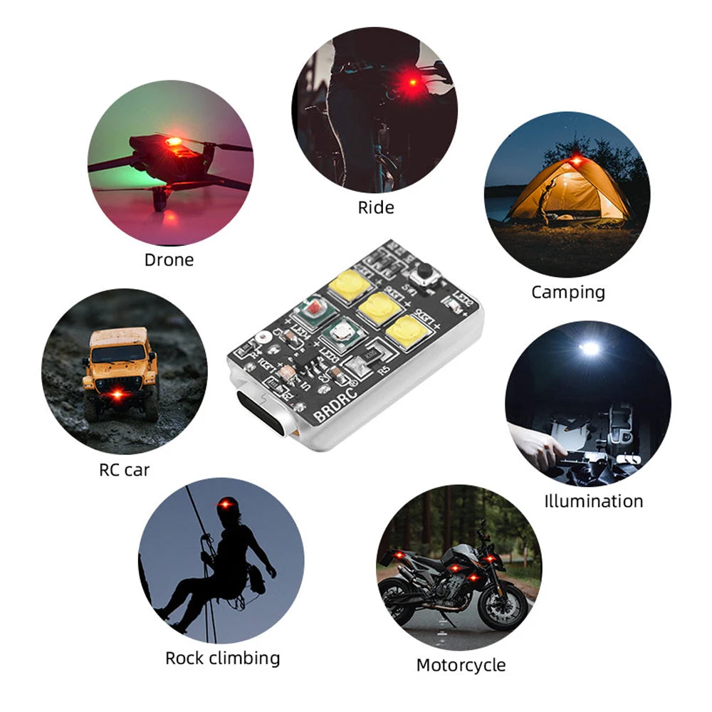 BRDRC Universal Motorcycle LED Warning Mini Signal Light Turn Signal Indicator  DJI Avata/Mavic 3 Pro Drone Strobe Light