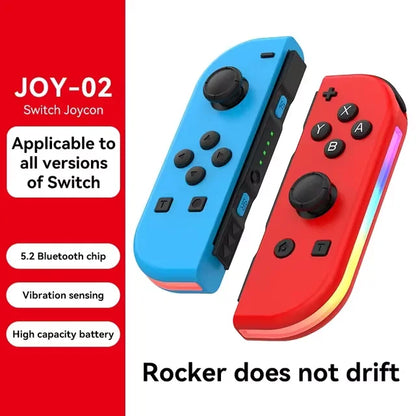 BT 5.2 Joy Controller RGB LED Switch L/R Joypad  Nintendo Switch/Lite/Oled JoyCon Gamepads Joystick with Dual Vibration