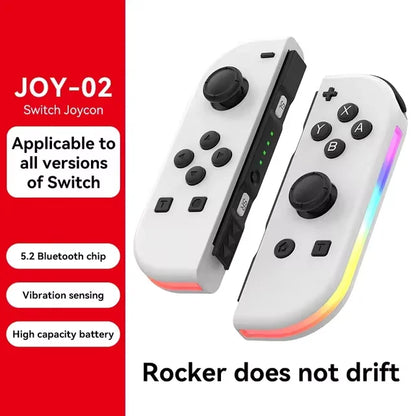 BT 5.2 Joy Controller RGB LED Switch L/R Joypad  Nintendo Switch/Lite/Oled JoyCon Gamepads Joystick with Dual Vibration