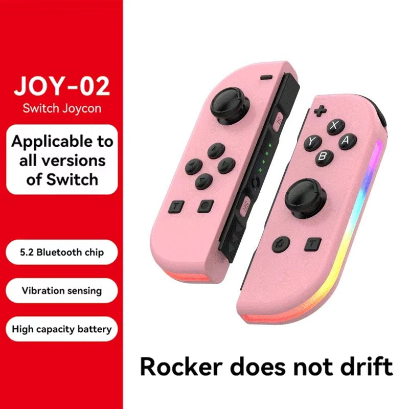 BT 5.2 Joy Controller RGB LED Switch L/R Joypad  Nintendo Switch/Lite/Oled JoyCon Gamepads Joystick with Dual Vibration