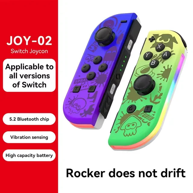 BT 5.2 Joy Controller RGB LED Switch L/R Joypad  Nintendo Switch/Lite/Oled JoyCon Gamepads Joystick with Dual Vibration