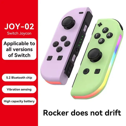 BT 5.2 Joy Controller RGB LED Switch L/R Joypad  Nintendo Switch/Lite/Oled JoyCon Gamepads Joystick with Dual Vibration