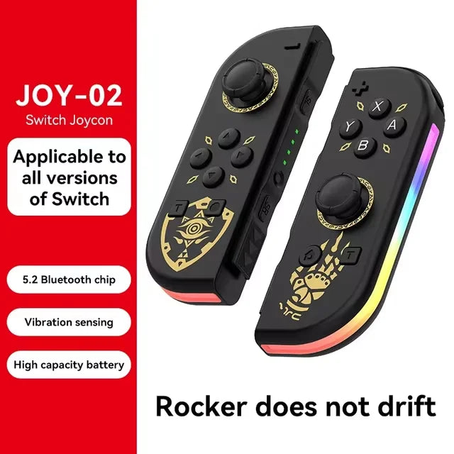 BT 5.2 Joy Controller RGB LED Switch L/R Joypad  Nintendo Switch/Lite/Oled JoyCon Gamepads Joystick with Dual Vibration