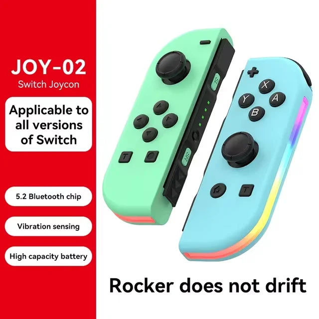 BT 5.2 Joy Controller RGB LED Switch L/R Joypad  Nintendo Switch/Lite/Oled JoyCon Gamepads Joystick with Dual Vibration