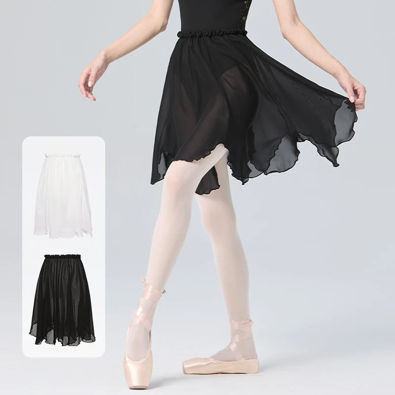 GtoozaBallet Dance Skirt  Women Adults Teen Lyrical White Black Petal-shaped Chiffon Skirt Ballerina Dance Practice Skirts