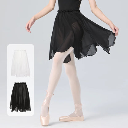 GtoozaBallet Dance Skirt  Women Adults Teen Lyrical White Black Petal-shaped Chiffon Skirt Ballerina Dance Practice Skirts