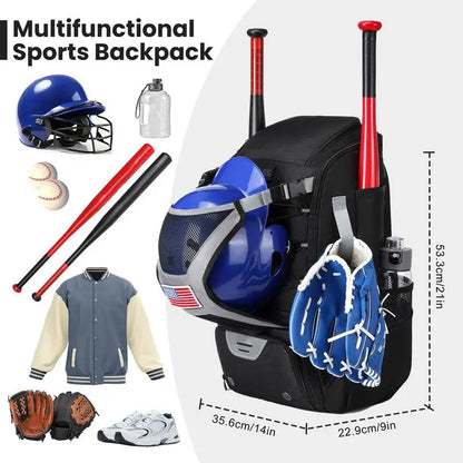 PC Baseball Backpack Youth Baseball Bag Softball Bat Bag With Shoe Compartm