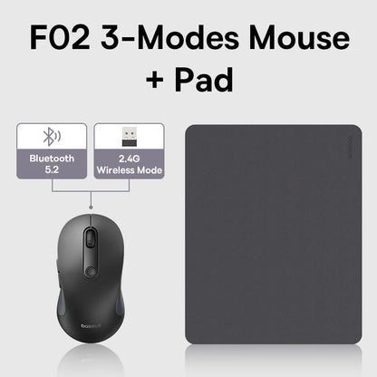 PC Baseus F02 Wireless Mouse Bluetooth 5.2 2.4G 4000DPI Ergonomic 7 Mute Buttons Mice  iPad MacBook Tablet Laptop Computer Mouse