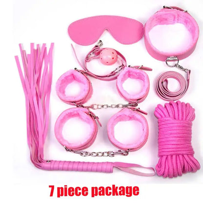 Bdsm Bondage Set Restraint Adult Game Handcuff Neck Collar Wrist Mouth Gag Strap Fetish SM Sex Toys  Woman Couples Product