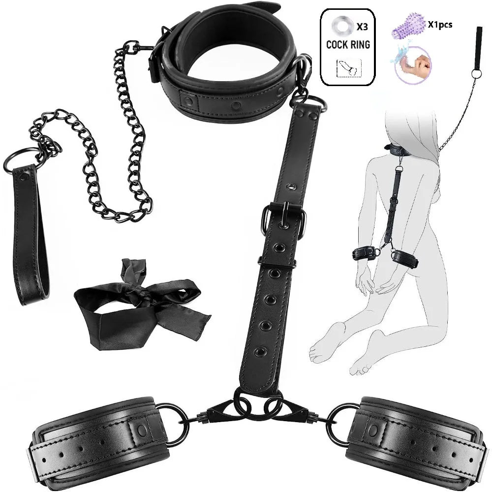 Bdsm Kit Adult Erotic Games SM Bondage 6 Styles Restraint Handcuffs Bondage Toys Couples Pleasure Slave Sex Toy Tool Bundle Game