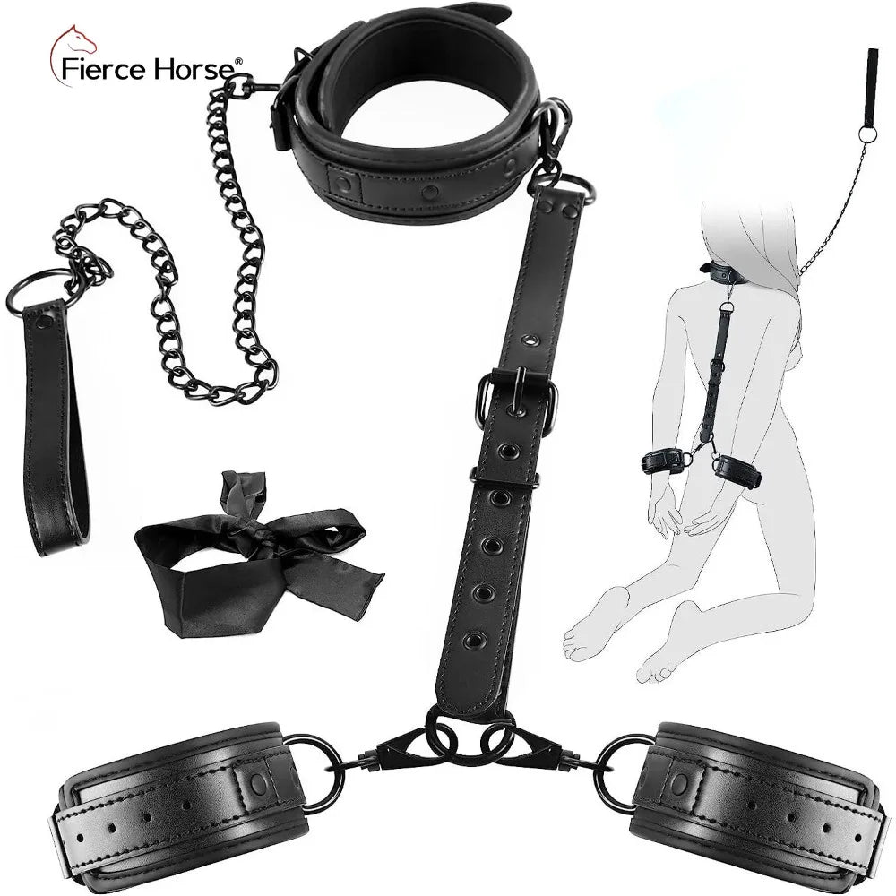 Bdsm Kit Adult Erotic Games SM Bondage 6 Styles Restraint Handcuffs Bondage Toys Couples Pleasure Slave Sex Toy Tool Bundle Game