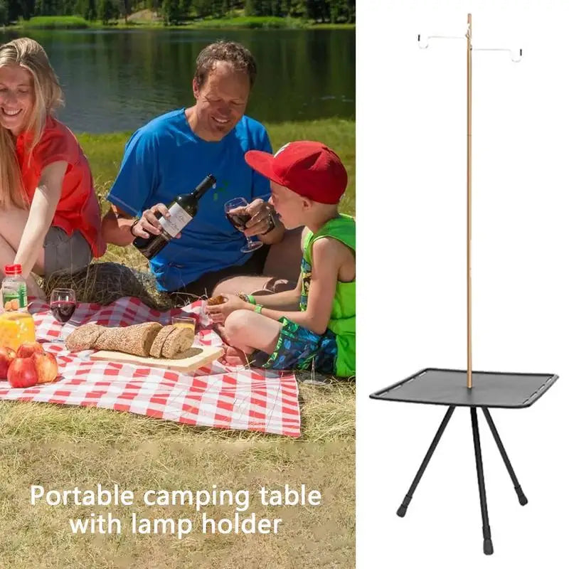 PC Beach Folding Table Portable Camping Tables With Light Stand Outdoor Cam