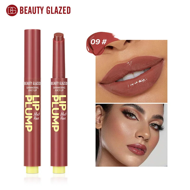 Beauty Glazed Moisturizing Solid Lipstick Shimmering Juicy Lipstick Shining Lip Plump Nourishing Women Lip Makeup 12 Colors New