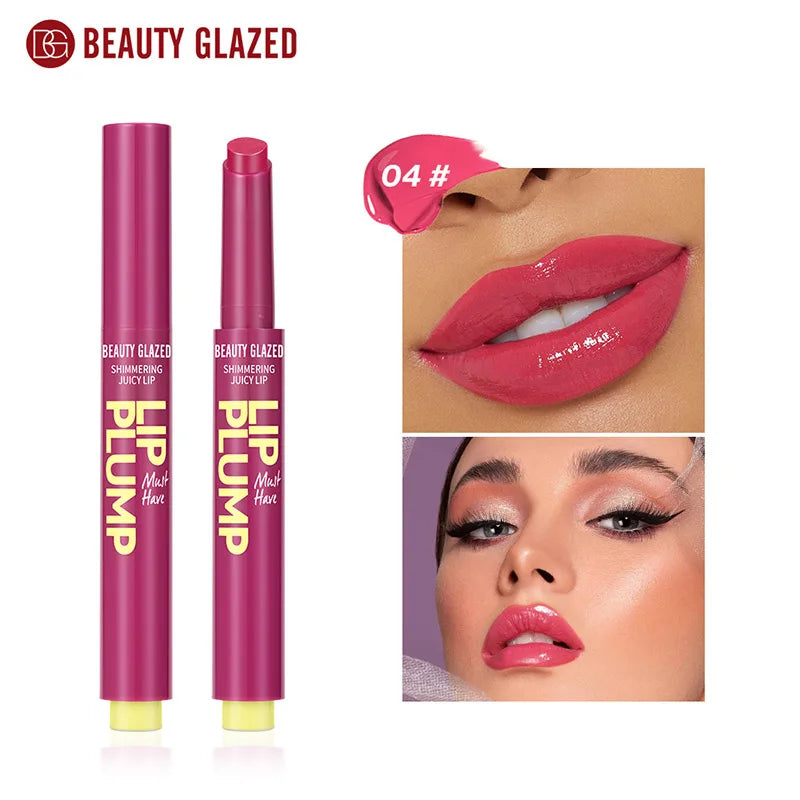 Beauty Glazed Moisturizing Solid Lipstick Shimmering Juicy Lipstick Shining Lip Plump Nourishing Women Lip Makeup 12 Colors New