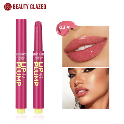 Beauty Glazed Moisturizing Solid Lipstick Shimmering Juicy Lipstick Shining Lip Plump Nourishing Women Lip Makeup 12 Colors New