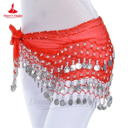 Belly Dance Hip Scarf  Women Chiffon Gold Coines 158 Belt Oriental Belly Dancing Accessories Adult Kid's Bellydance Belts