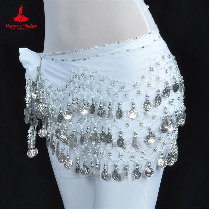 Belly Dance Hip Scarf  Women Chiffon Gold Coines 158 Belt Oriental Belly Dancing Accessories Adult Kid's Bellydance Belts