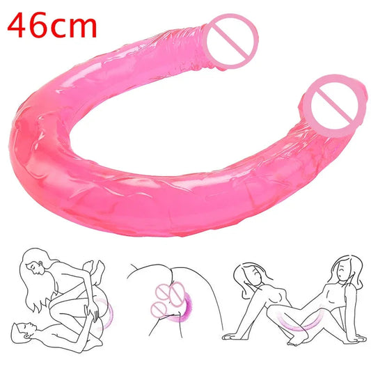 GtoozaBig Head Long Jelly Realistic Double Ended  Flexible Penis Women Masturbator Sex Toys  Lesbian gtooza.com