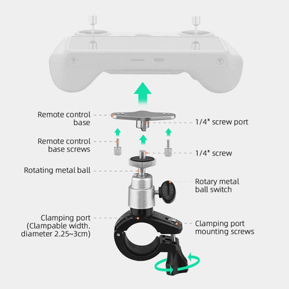 Bike Clip Mount  DJI NEO/Mini 4 Pro/Mini 3 Pro/Air 3 Bicycle Bracket Holder Fix Clamp RC/RC 2 Remote Controller Accessories