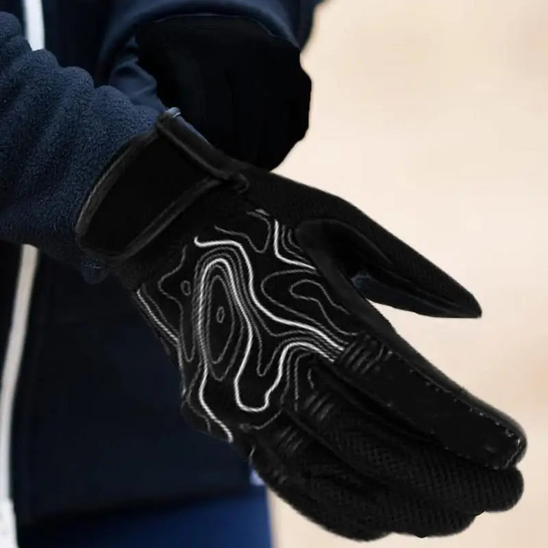 PC Bike Gloves For Men Waterproof Windproof Winter Bike Gloves Full Finger