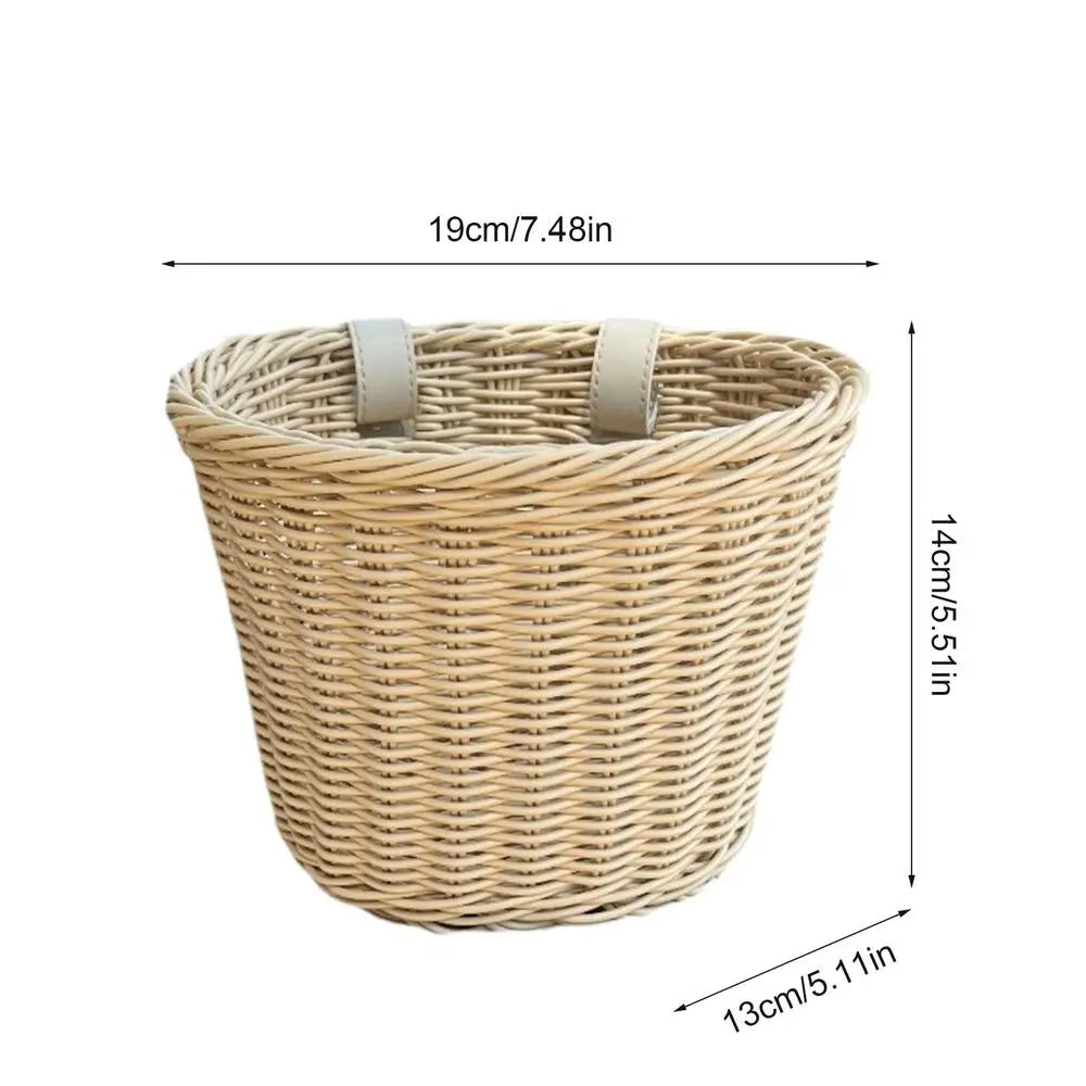 PC Bikes Basket Rattan Wicker Bicycle Storage Front Handlebar Basket Hand-W