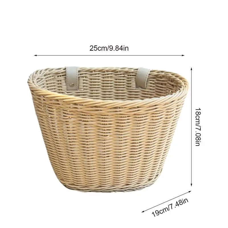 PC Bikes Basket Rattan Wicker Bicycle Storage Front Handlebar Basket Hand-W