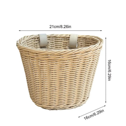 PC Bikes Basket Rattan Wicker Bicycle Storage Front Handlebar Basket Hand-W