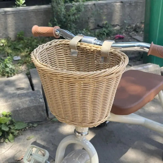 PC Bikes Basket Rattan Wicker Bicycle Storage Front Handlebar Basket Hand-W