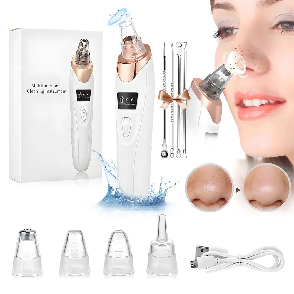 PC Blackhead Remover Pore Vacuum Face Cleaner Electric Pimple Acne Black He