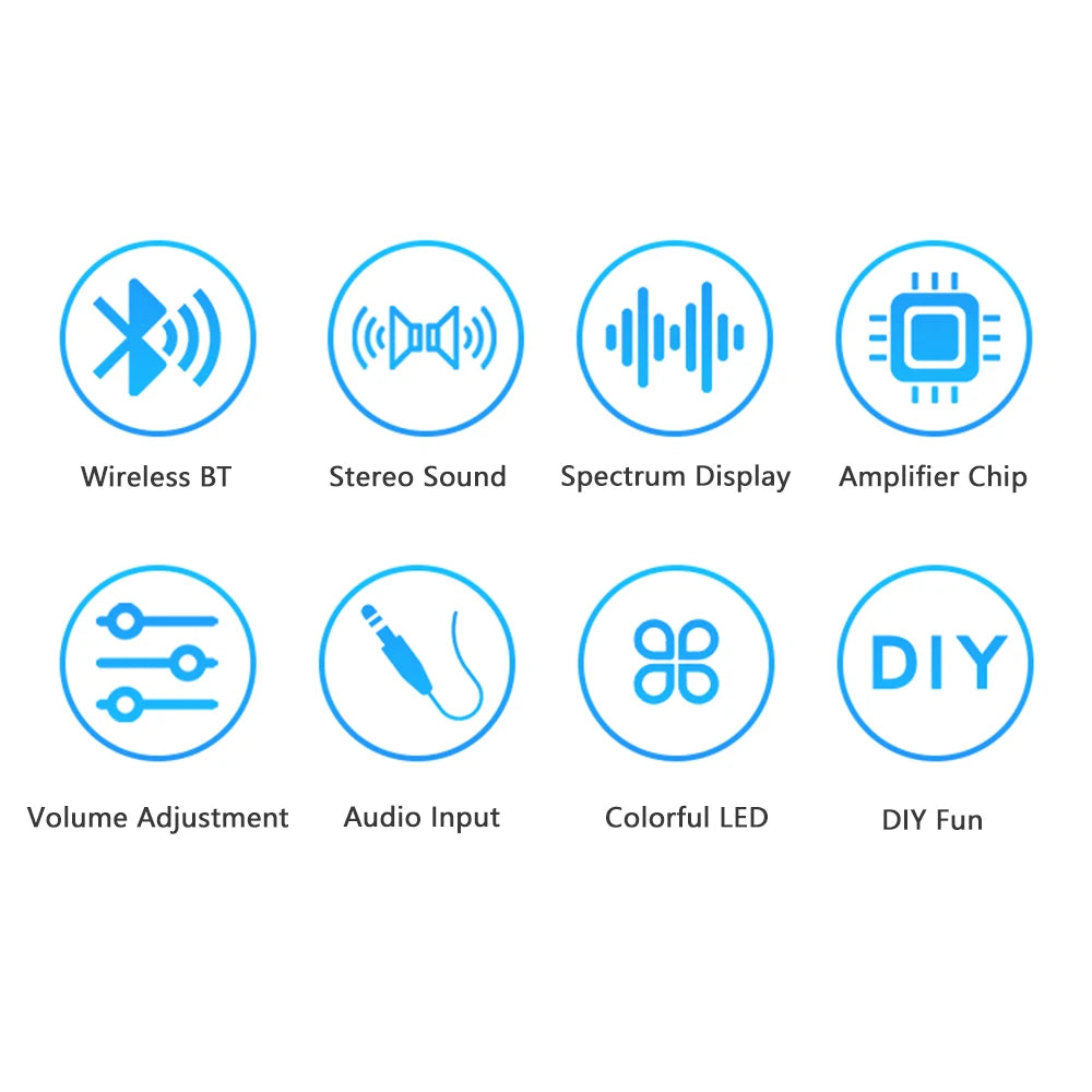 Bluetooth Speaker Kit DIY Soldering Project Spectrum USB Electronic Amplifier Home Stereo Speaker DIY Kit for Leaning Soldering