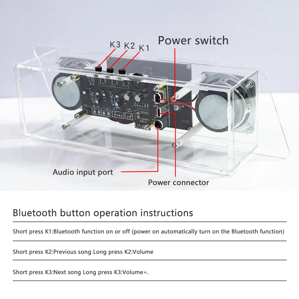 Bluetooth Speaker Kit DIY Soldering Project Spectrum USB Electronic Amplifier Home Stereo Speaker DIY Kit for Leaning Soldering