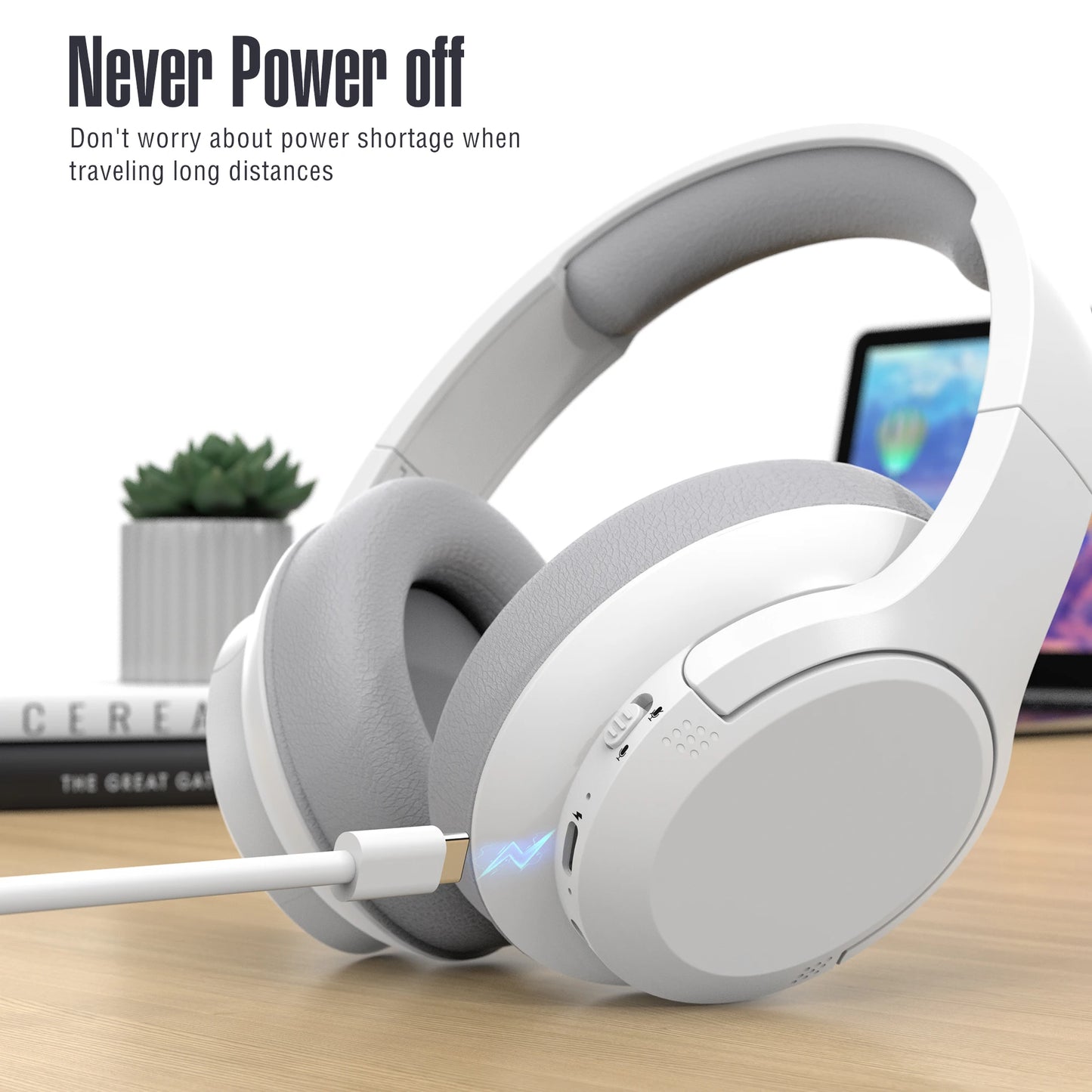 PCBluetooth Wireless Over-Ear Headphones with 48H Playtime and with Microph