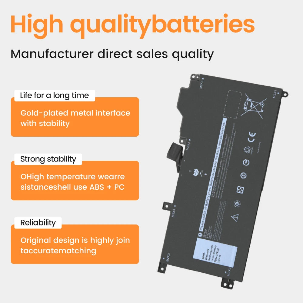 PC Brand New Genuine 1FKCC 7.6V 38Wh Laptop Battery  Dell Latitude 7200 7210 2-IN-1 9NTKM D9J00 KWWW4 2ICP5/79/84